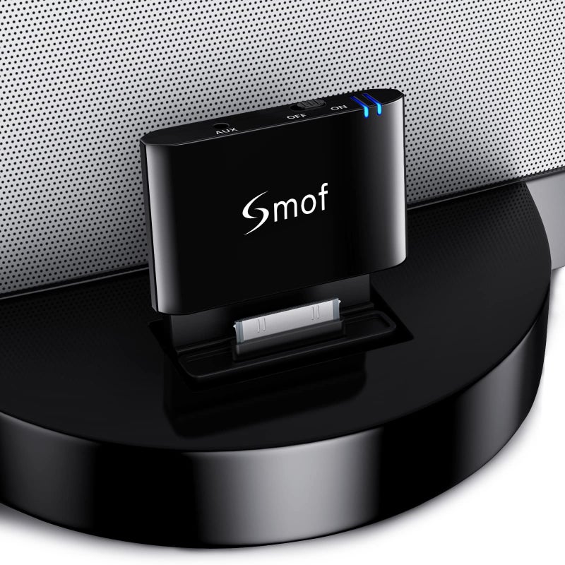 Smof 30 Pin Bluetooth Adapter Receiver for Bose Sounddock iPod iPhone Music Docking Station and Other 30 Pin Dock Speakers Bluetooth Audio Receiver with 3.5 mm Audio Cable (Not for Car or Motorcycle) - Image 1